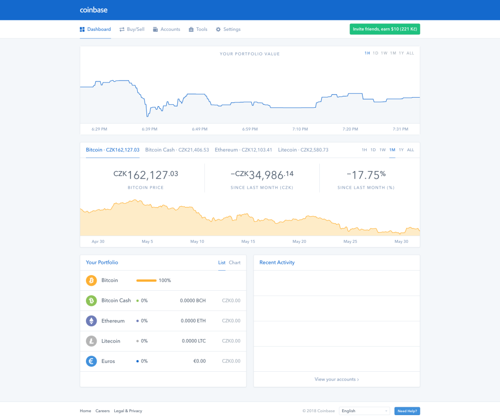 Platforma směnárny Coinbase